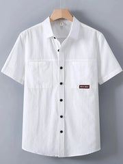 Men's Plus Size Button Up Short Sleeve Shirt White / M