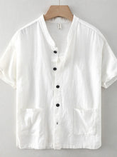 Men's Plus Size Button Up Short Sleeve Shirt White / M