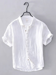 Men's Plus Size Button Up Short Sleeve Shirt White / M