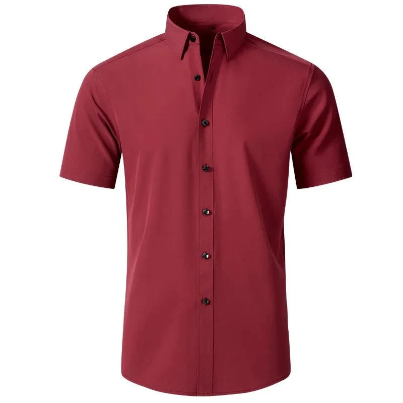 Men's Plus Size Button Up Short Sleeve Shirt Wine Red / M