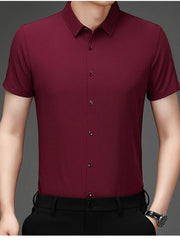 Men's Plus Size Button Up Short Sleeve Shirt Wine Red / M