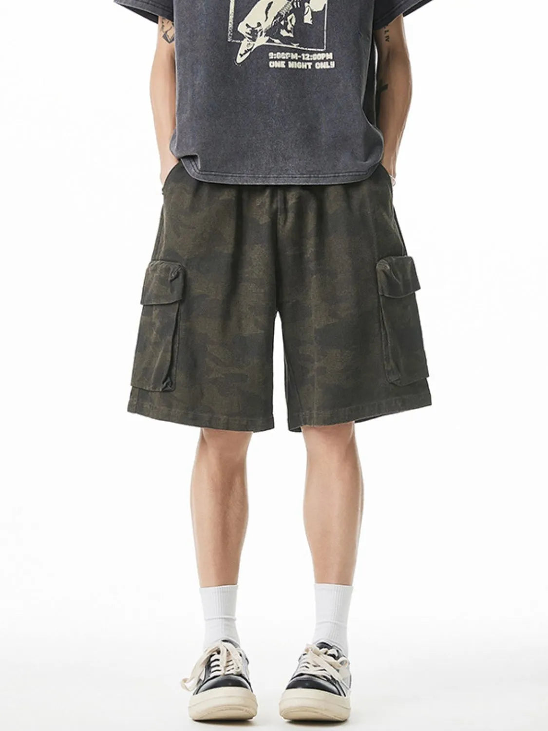 Men's Plus Size Camouflage Shorts with Pockets