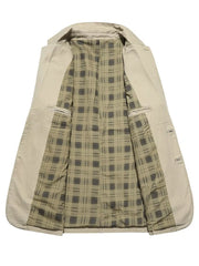 Men's Plus Size Casual Button Up Blazer with Plaid Lining