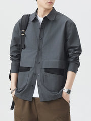 Men's Plus Size Casual Button Up Shirt Grey / M