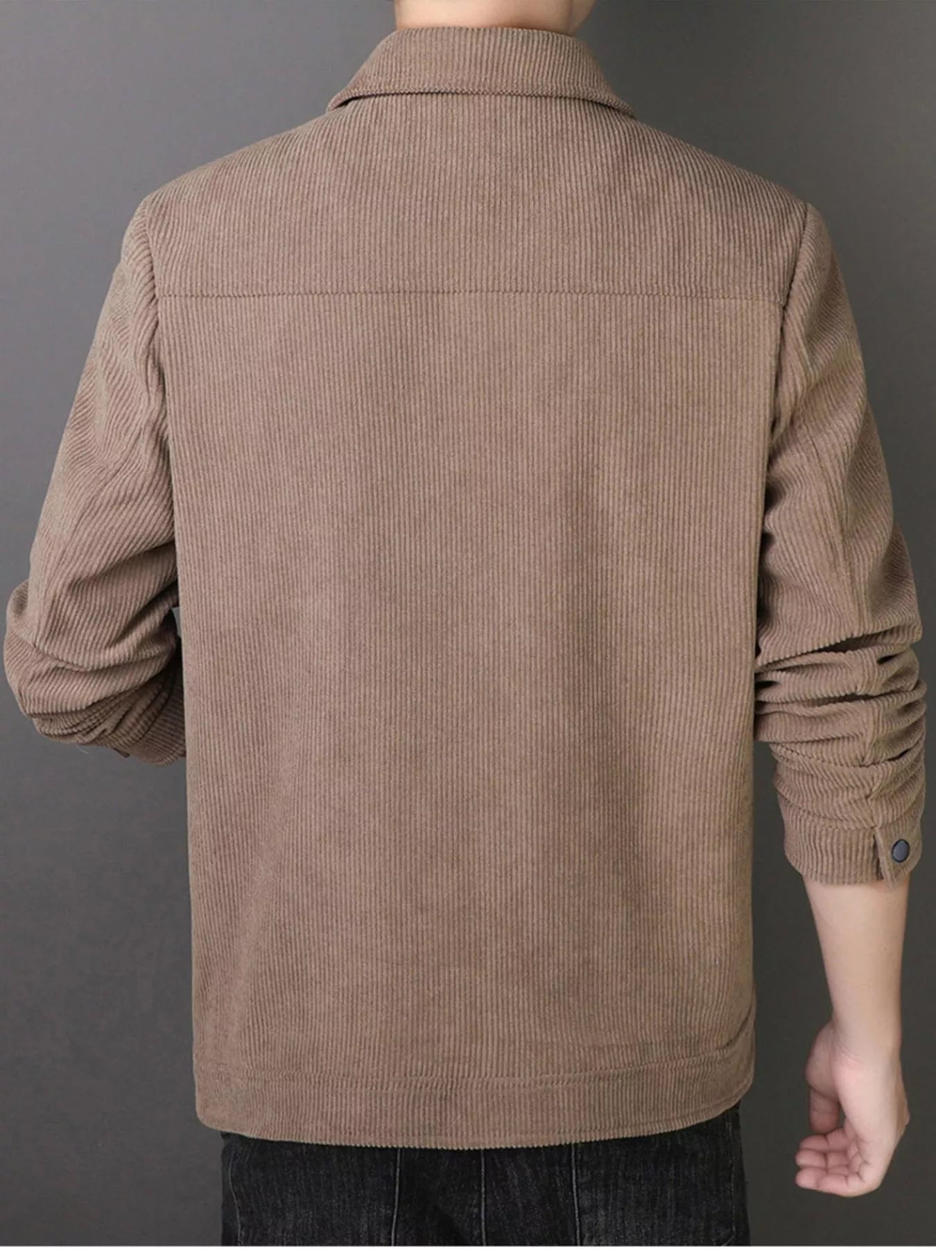 Men's Plus Size Casual Corduroy Button-Down Jacket