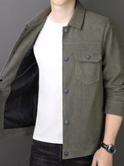 Men's Plus Size Casual Corduroy Button-Down Jacket