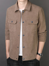 Men's Plus Size Casual Corduroy Button-Down Jacket Taupe / M