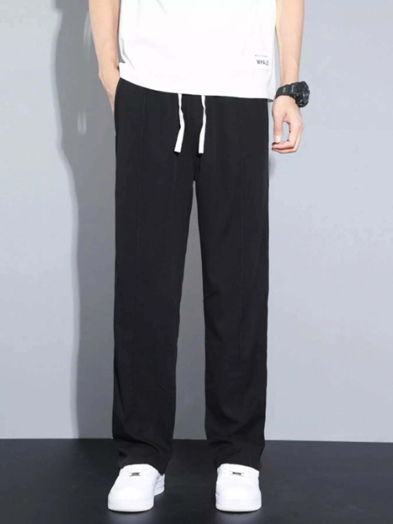 Men's Plus Size Casual Drawstring Pants Black / M