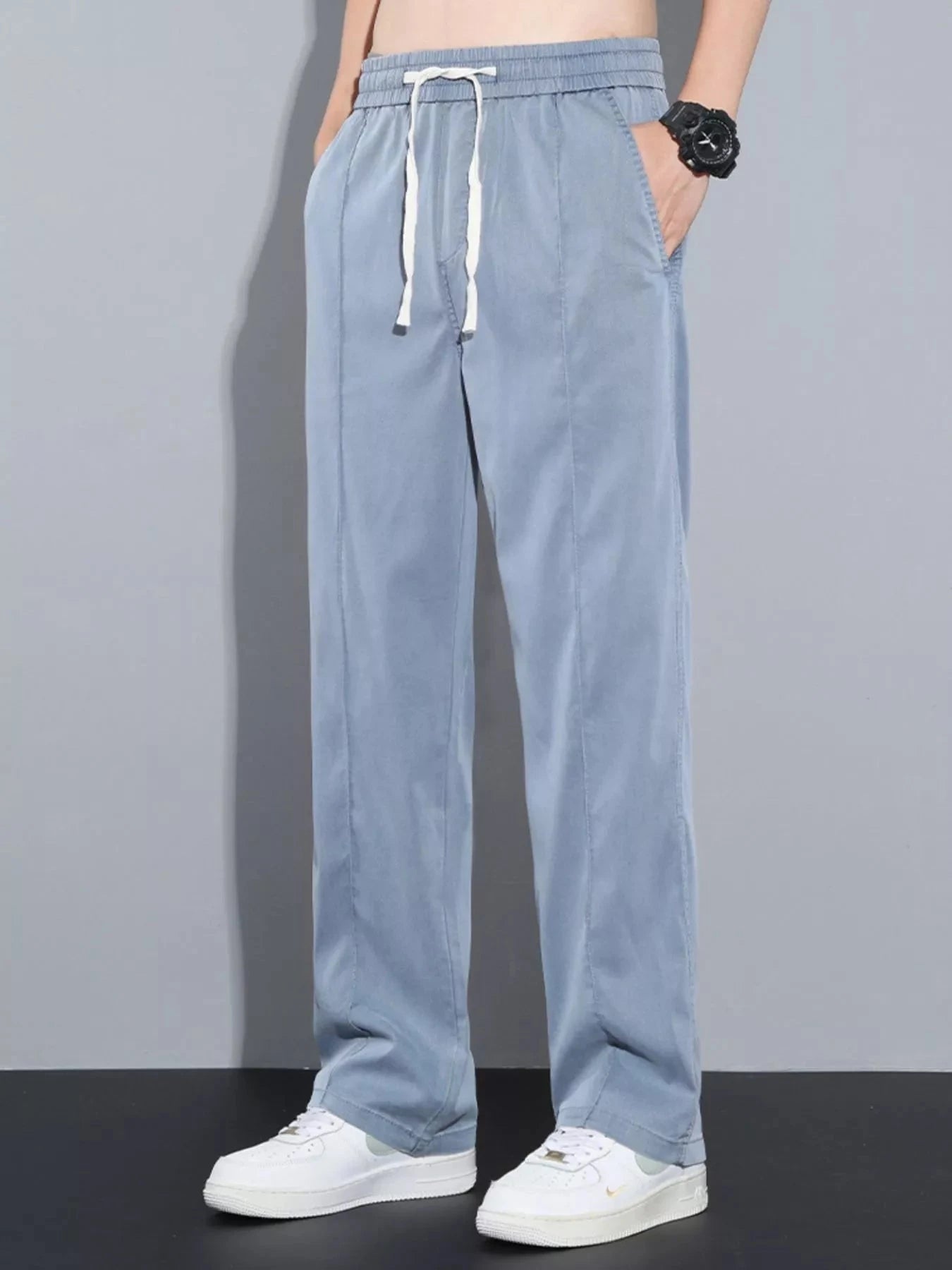 Men's Plus Size Casual Drawstring Pants Blue / M