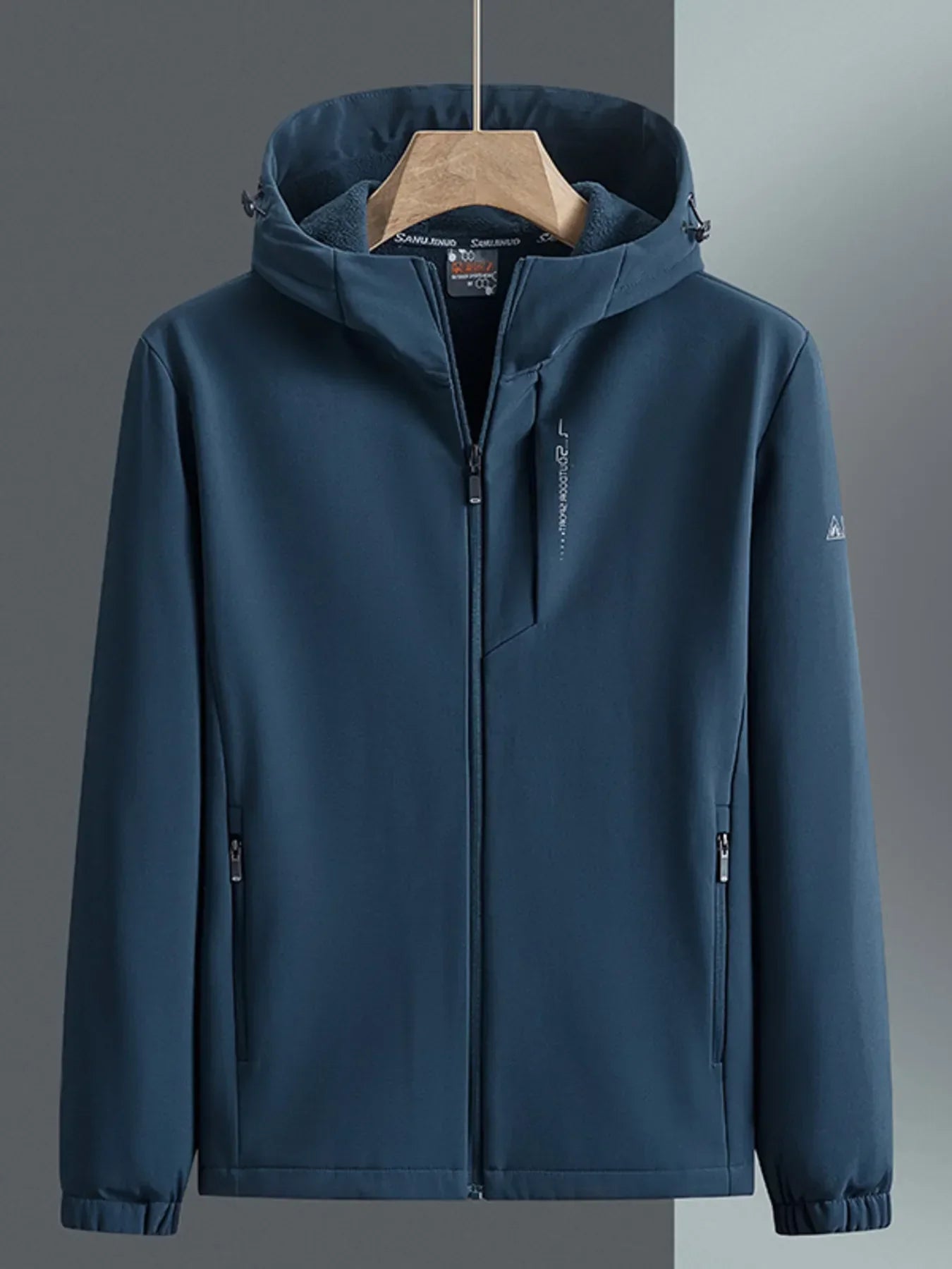 Men's Plus Size Casual Hooded Windproof Jacket Peacock Blue / M