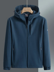 Men's Plus Size Casual Hooded Windproof Jacket Peacock Blue / M