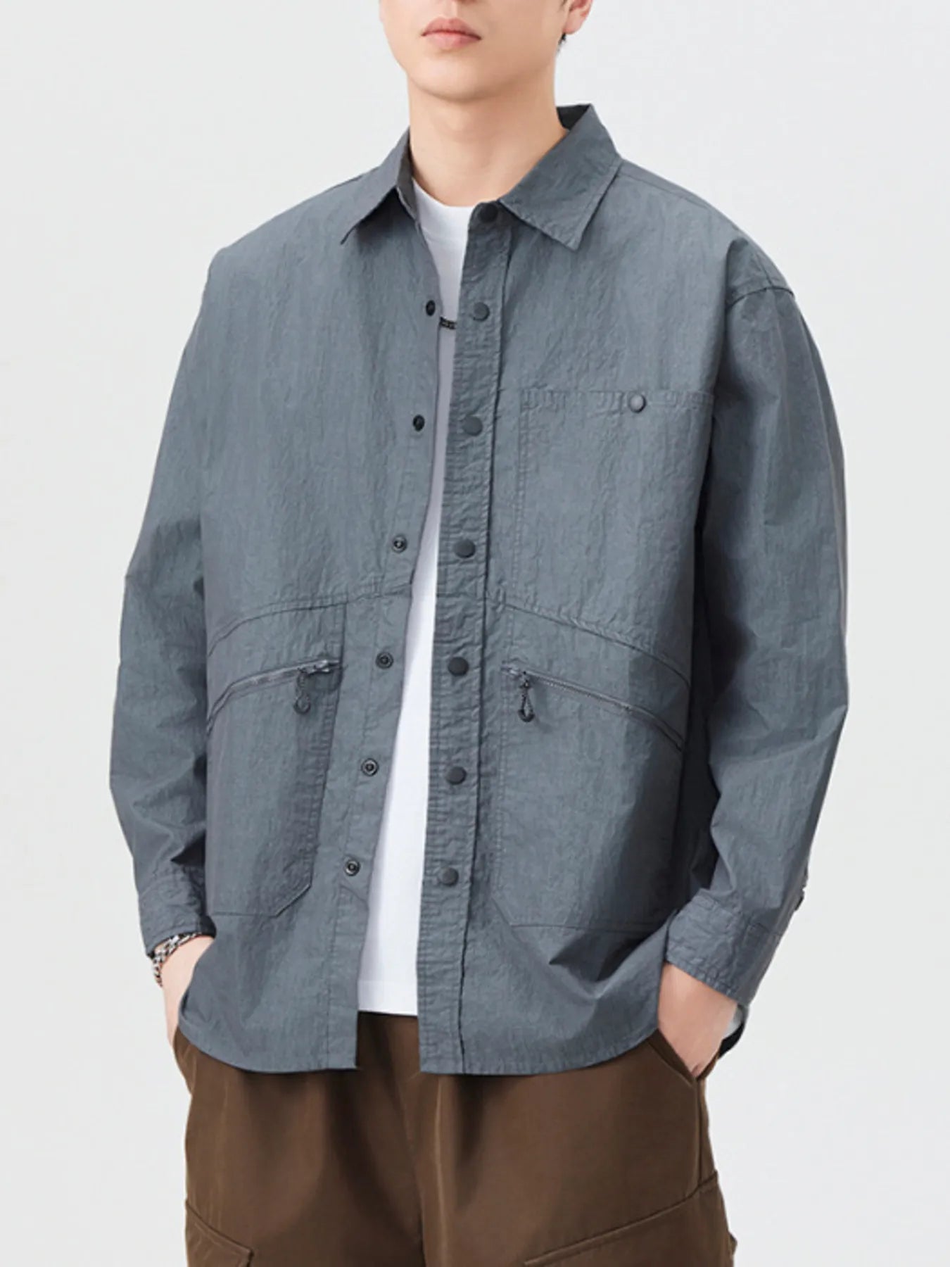 Men's Plus Size Casual Lightweight Button Up Shirt