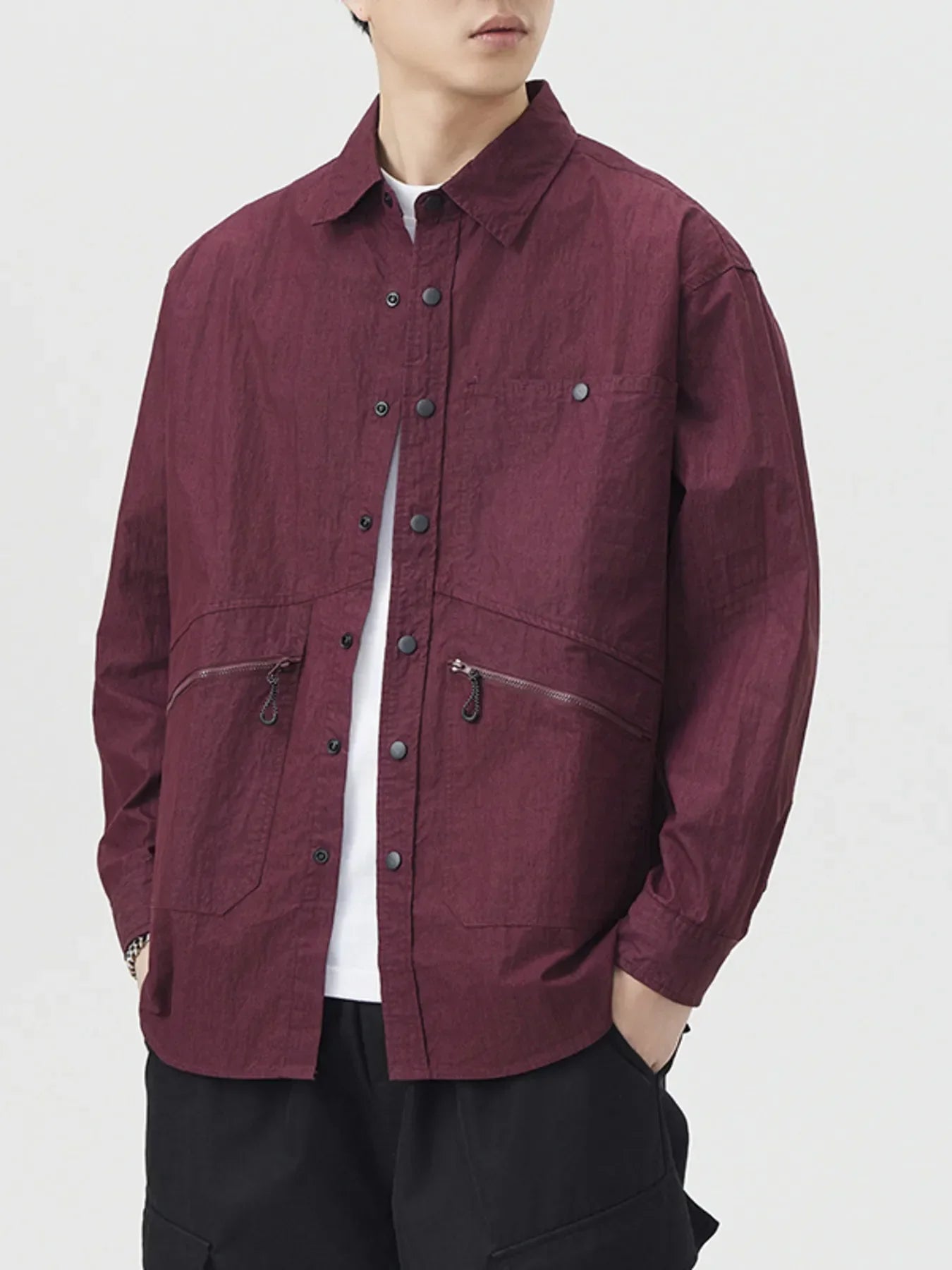 Men's Plus Size Casual Lightweight Button Up Shirt Anchor Red / M