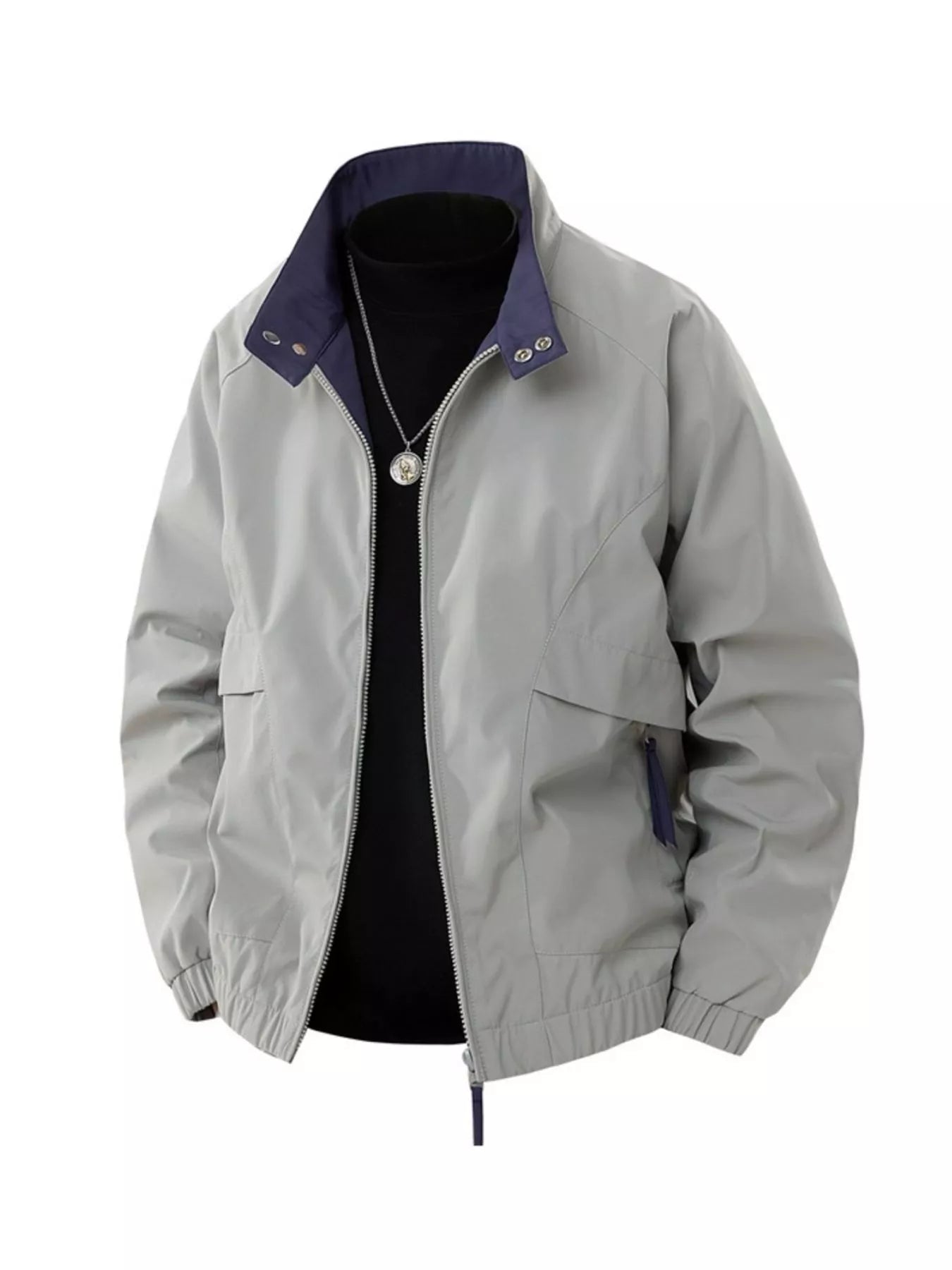 Men's Plus Size Casual Lightweight Windbreaker Jacket Silver Gray Green / S