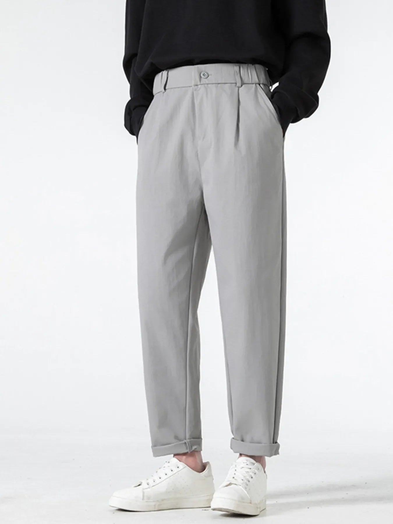 Men's Plus Size Casual Loose Fit Pleated Pants