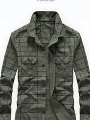 Men's Plus Size Casual Plaid Long Sleeve Shirt