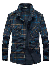 Men's Plus Size Casual Plaid Long Sleeve Shirt