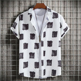 Men's Plus Size Casual Printed Short Sleeve Shirt Dark Gray / M