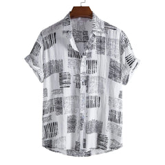 Men's Plus Size Casual Printed Short Sleeve Shirt White / M