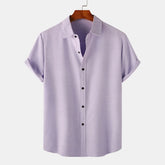 Men's Plus Size Casual Short Sleeve Button-Up Shirt Purple / M