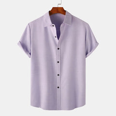 Men's Plus Size Casual Short Sleeve Button-Up Shirt Purple / M