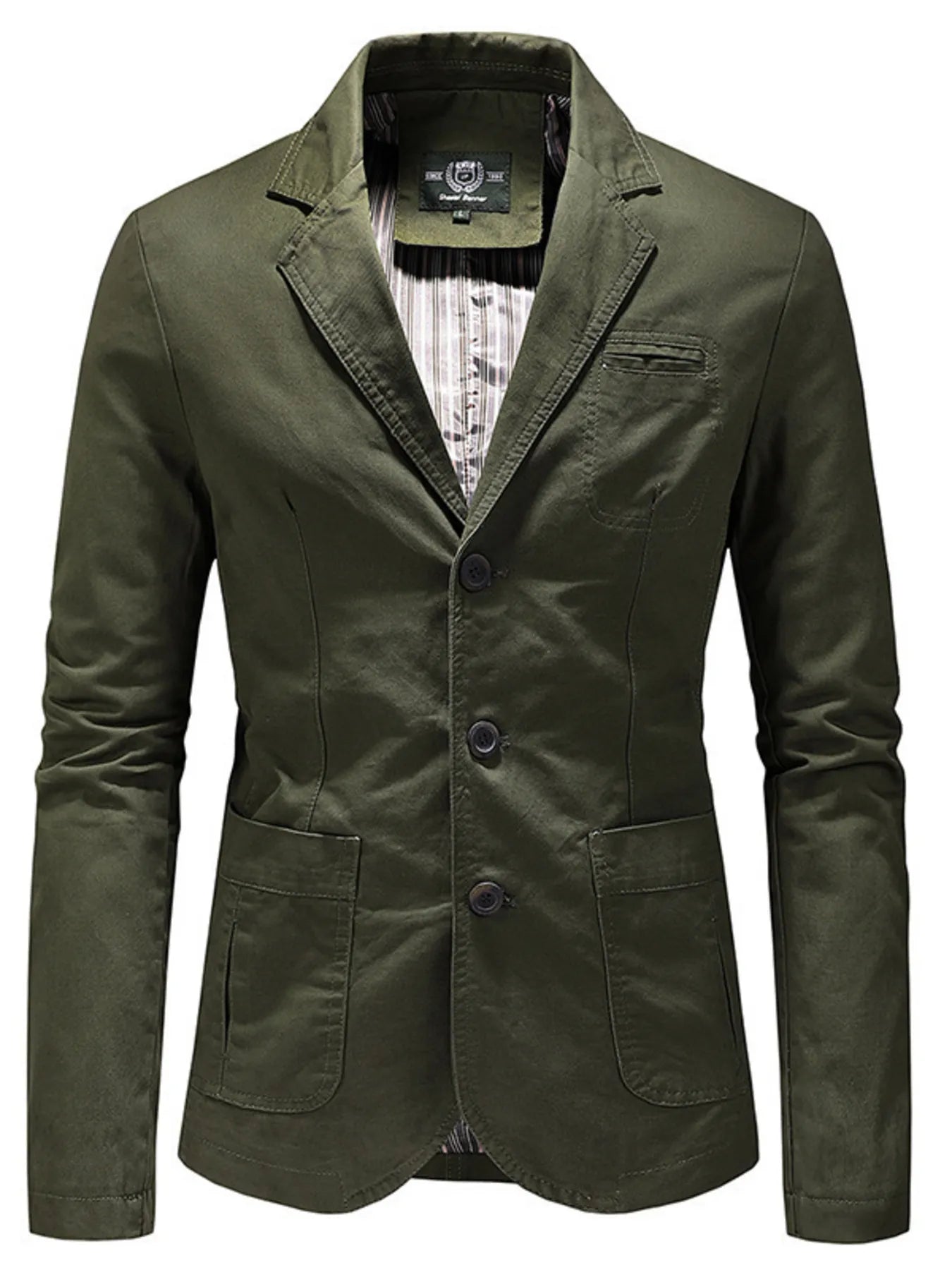 Men's Plus Size Casual Slim Fit Button Up Blazer Army Green / M