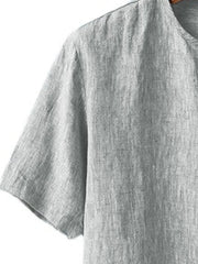 Men's Plus Size Casual Slit Short Sleeve Blouse