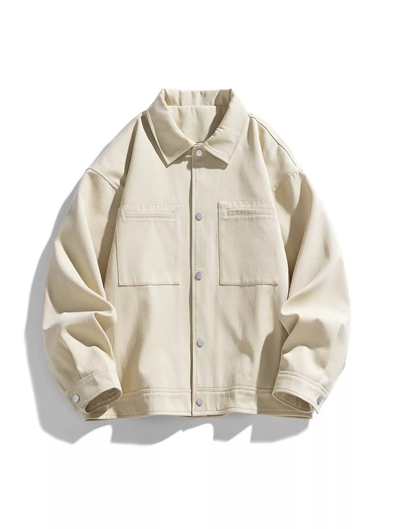 Men's Plus Size Casual Snap-Down Jacket Apricot / M