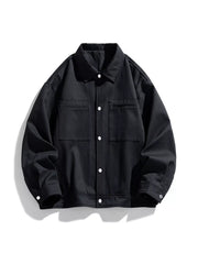 Men's Plus Size Casual Snap-Down Jacket Black / M