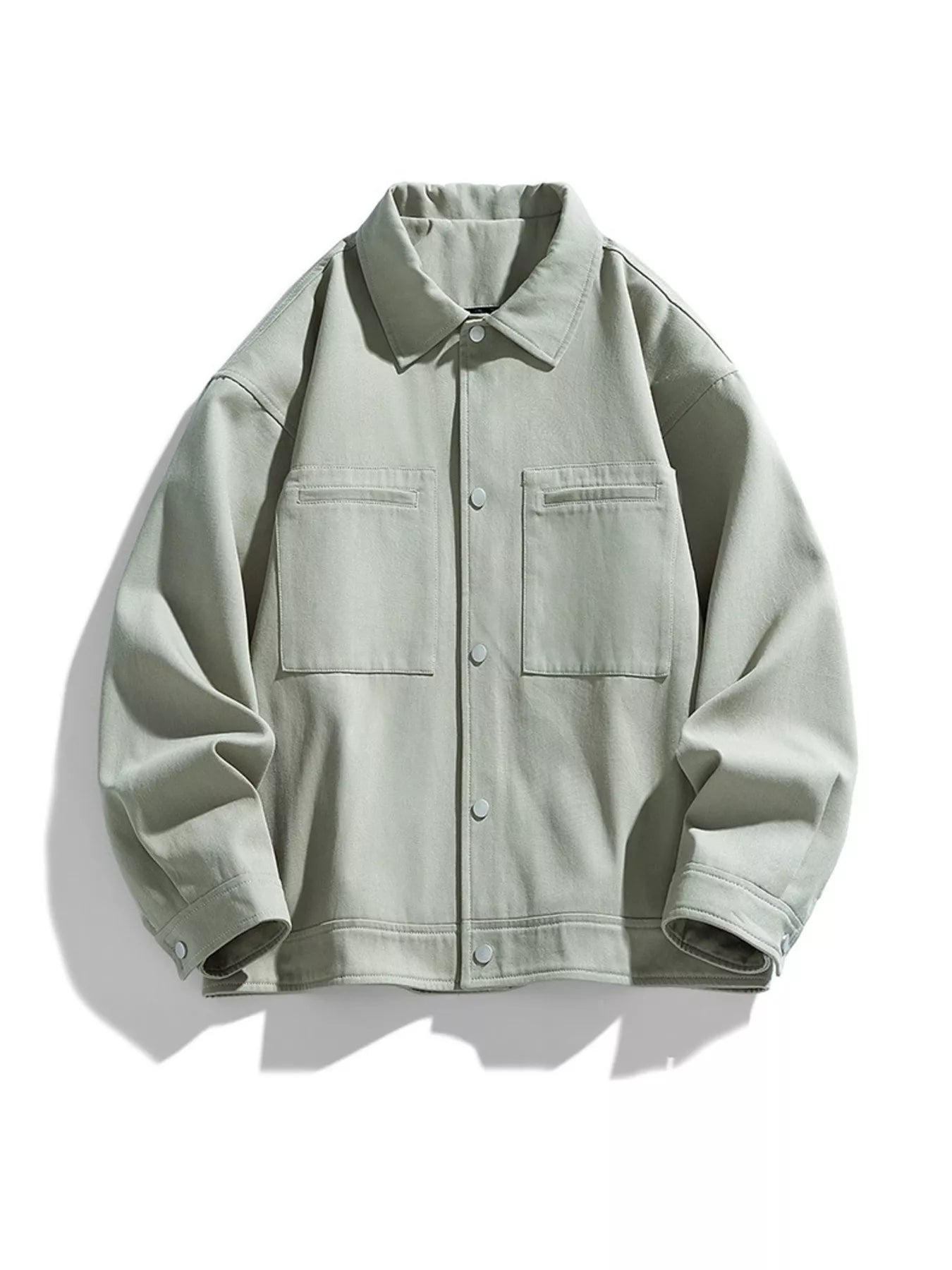 Men's Plus Size Casual Snap-Down Jacket Salt Gray Green / M