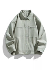 Men's Plus Size Casual Snap-Down Jacket Salt Gray Green / M