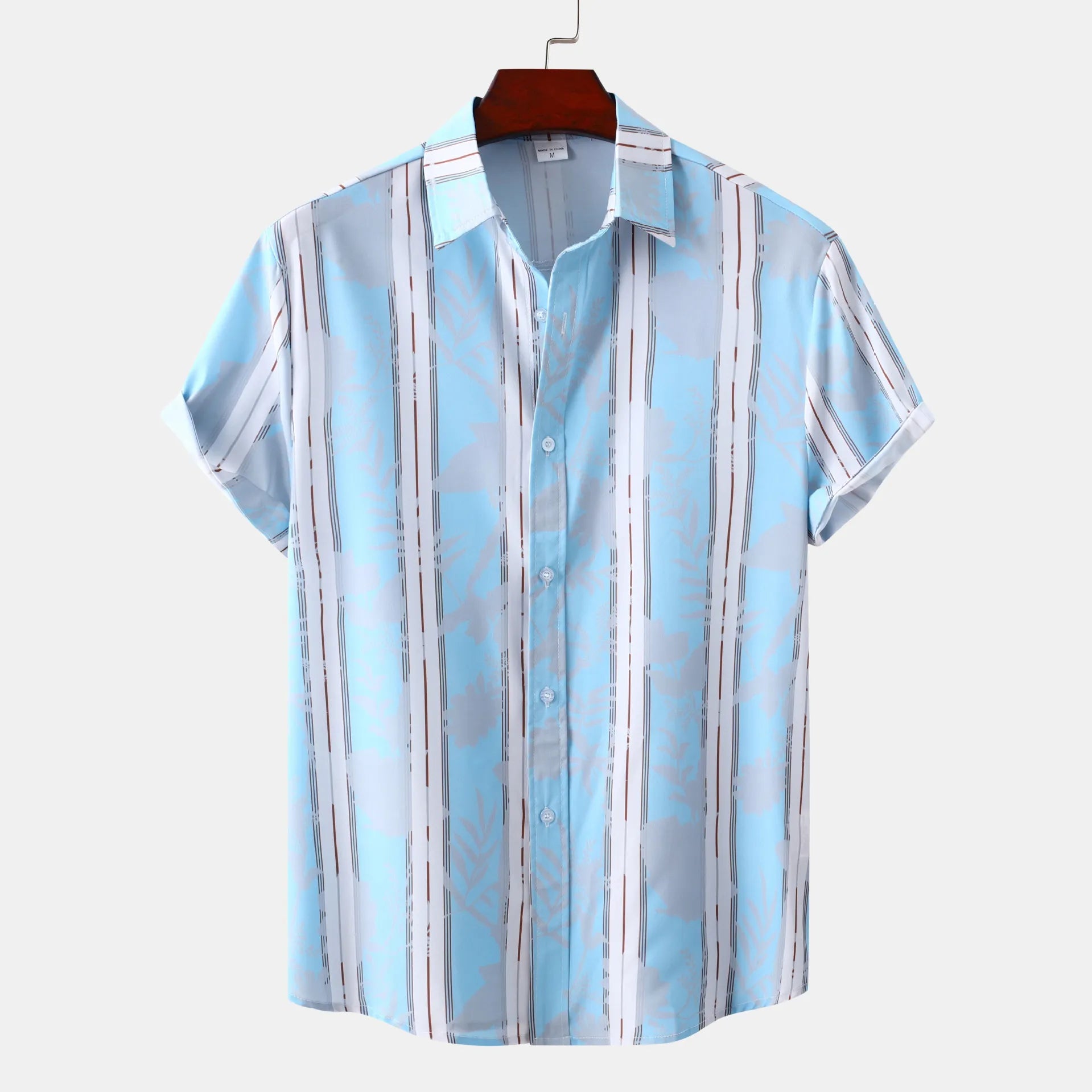 Men's Plus Size Casual Striped Short Sleeve Button-Up Shirt Stripe / M