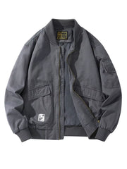 Men's Plus Size Casual Zip Up Bomber Jacket Gray / M