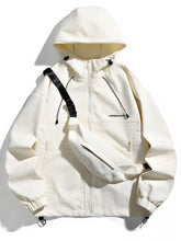 Men's Plus Size Casual Zip Up Hooded Jacket Off-white / M