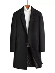 Men's Plus Size Classic Button Up Overcoat Black / M