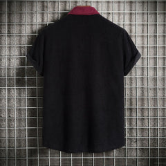 Men's Plus Size Classic Color Block Short Sleeve Shirt
