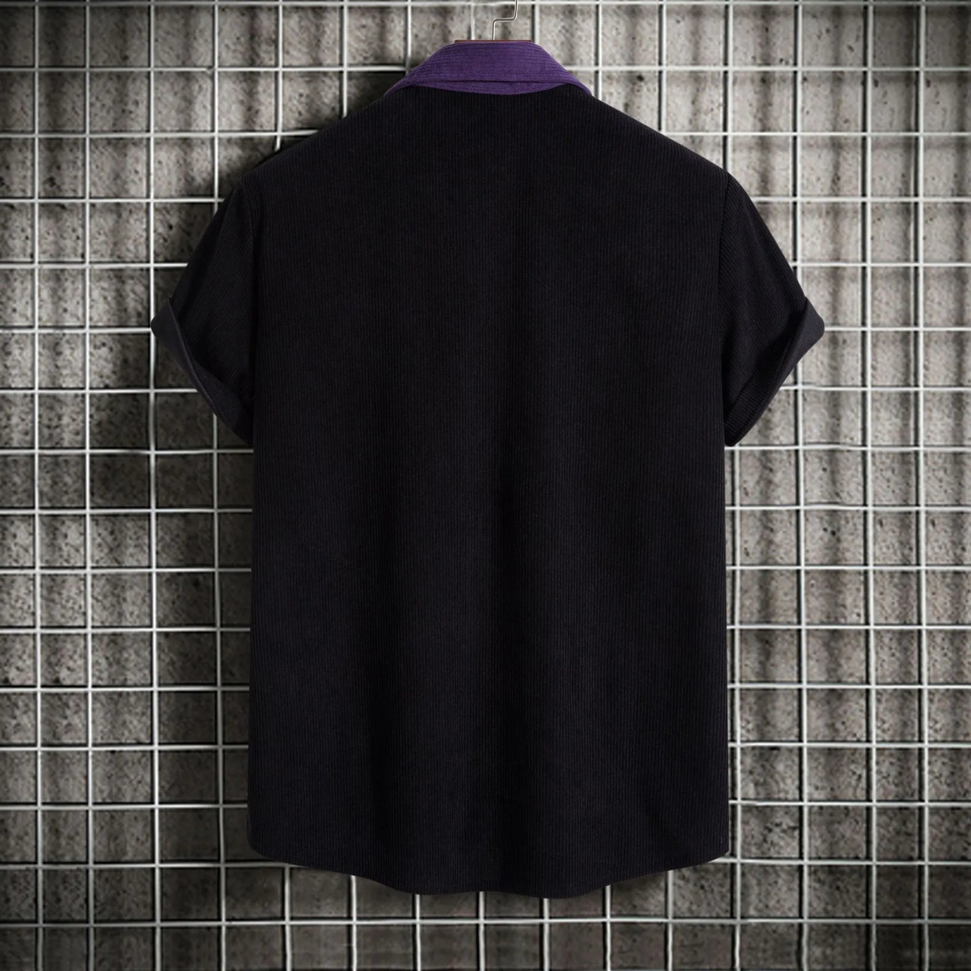 Men's Plus Size Classic Color Block Short Sleeve Shirt