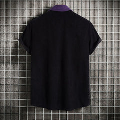 Men's Plus Size Classic Color Block Short Sleeve Shirt