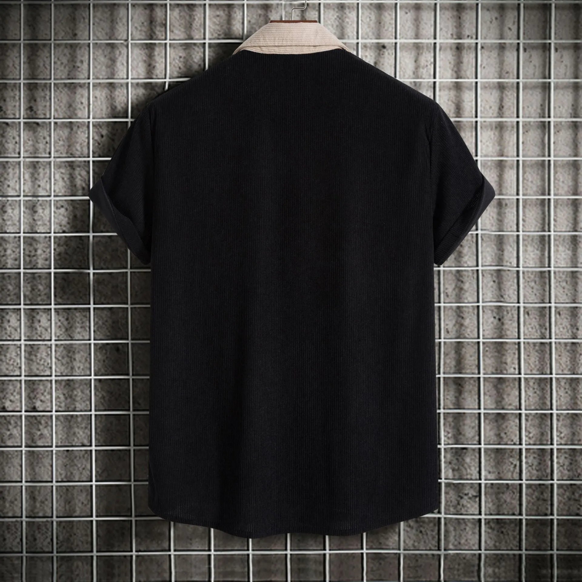 Men's Plus Size Classic Color Block Short Sleeve Shirt
