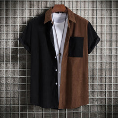 Men's Plus Size Classic Color Block Short Sleeve Shirt Camel / M