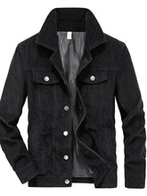 Men's Plus Size Classic Corduroy Button-Down Jacket Black / M