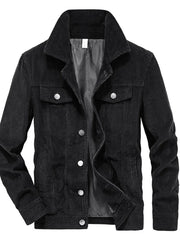 Men's Plus Size Classic Corduroy Button-Down Jacket Black / M