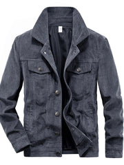 Men's Plus Size Classic Corduroy Button-Down Jacket Grey / M