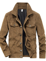 Men's Plus Size Classic Corduroy Button-Down Jacket Khaki / M