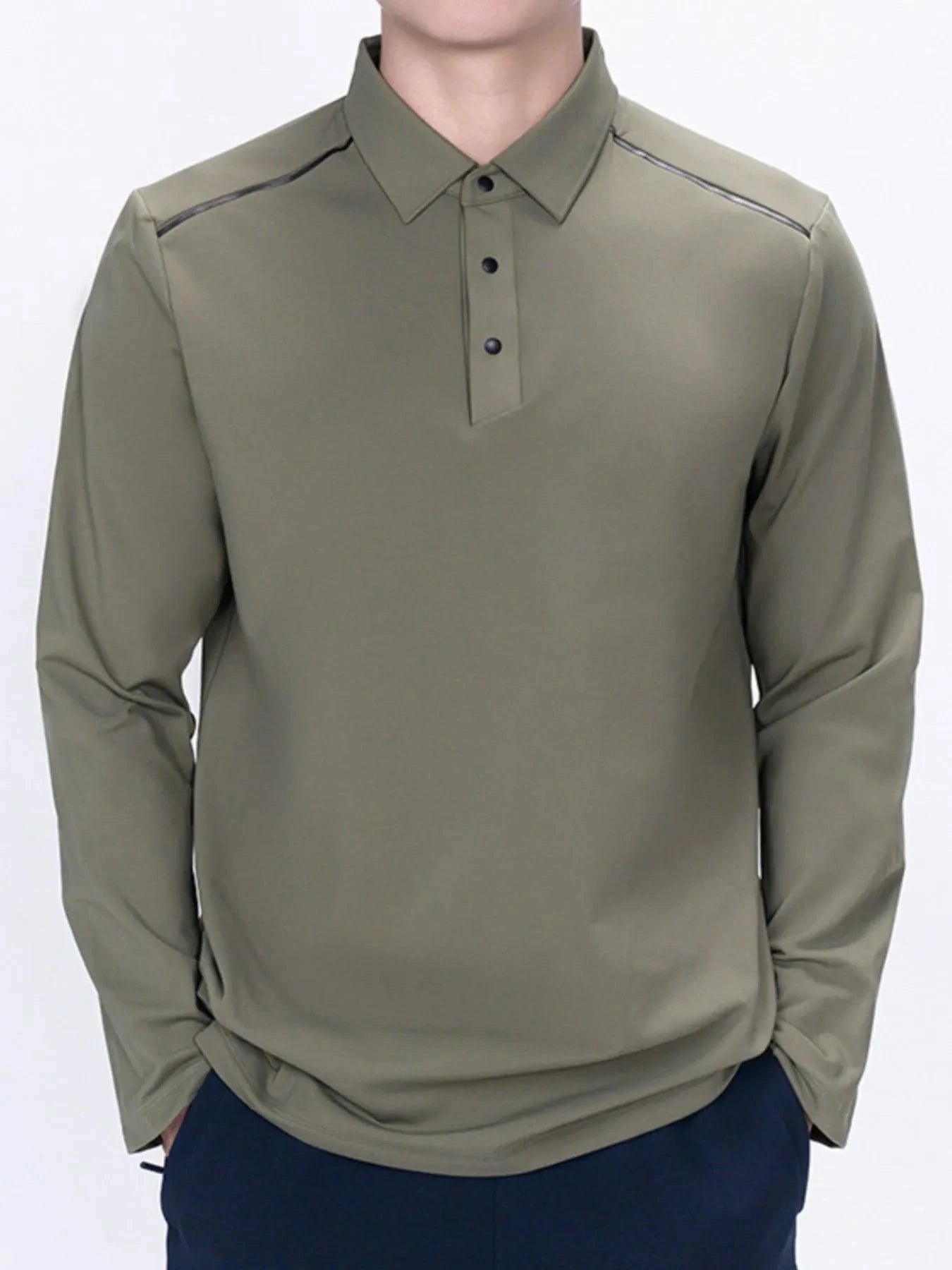 Men's Plus Size Classic Long Sleeve Polo Army Green / M