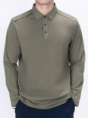 Men's Plus Size Classic Long Sleeve Polo Army Green / M