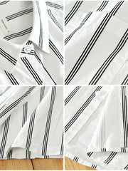 Men's Plus Size Classic Striped Short Sleeve Button-Up Shirt