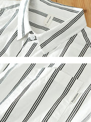 Men's Plus Size Classic Striped Short Sleeve Button-Up Shirt