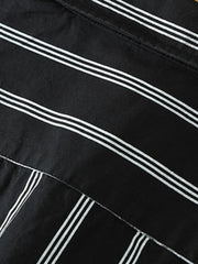 Men's Plus Size Classic Striped Short Sleeve Button-Up Shirt