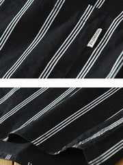 Men's Plus Size Classic Striped Short Sleeve Button-Up Shirt